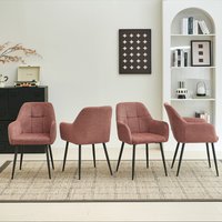 SONARA Modern Ergonomic Dining Chairs Set of 4 with Plush Chenille Upholstery - Light Red
