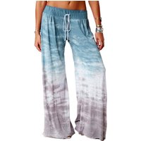 Tie-Dye Wide Leg Pants - Blue / L / Cotton, Polyester