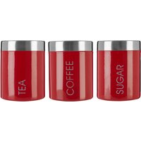 Red Enamel Tea Coffee and Sugar Set - Red