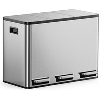 3 Compartment Recycling Pedal Bin - Stainless Steel