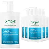 Simple Hydrate+ Micellar Cleanser Gentle Refreshing Face Wash 240ml, 6 Pack - White