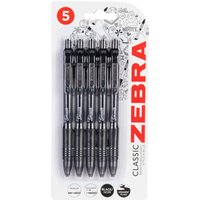 Zebra Black Smooth Pack of Five Pens - Black