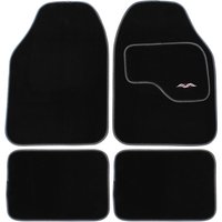 Silver Universal PVC Backed Carpet Car Mat Style Set - Black