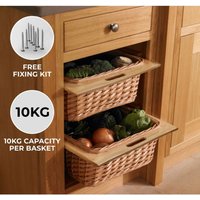 Pull Out Wicker Kitchen Baskets 1 x 500mm - Brown