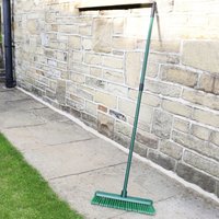 JVL Outdoor Soft Bristle Broom with Telescopic Handle, Green - Green