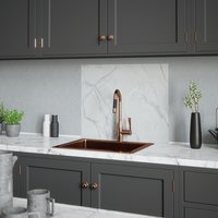 Calacatta Marble Glass Kitchen Splashback - Grey / White / 60cm
