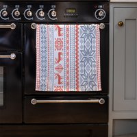 Christmas Background With Deer Kitchen Towel - Red