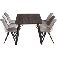 Sofia Cosmo LUX Dining Set with a Table and Chairs Set of 6 - Dark Grey