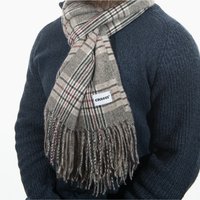 Mens Check Scarf Sand Red Supersoft - Sand