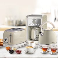 Vintage Cream 1.7L Dome Kettle, 2 Slice Toaster and Drip Filter Coffee Maker - Cream
