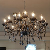 Genuine K9 SMOKY Grey Crystal Chandelier - Smoky Grey / 100cm