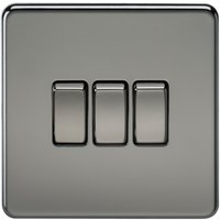Knightsbridge Screwless 10AX 3G 2-Way Switch - Black Nickel - SF4000BN - Black Nickel