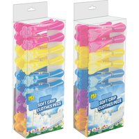 18 Soft Grip Flower Pegs - Multicolour / 2