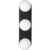 Orbital 3 Way IP44 Ceiling Light Glass Globe Shades and Cool LED Bulbs - Black