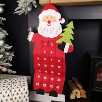 Fabric Red and White Hanging Santa Advent Calendar Christmas Decoration - Red