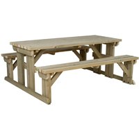 Abies Wooden Picnic Bench and Table Set - Natural light green / 210cm