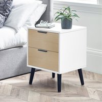 Alba 2 Drawer Bedside - White/Oak