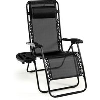 Outdoor Folding Patio Recliner Zero Gravity Chair - Black