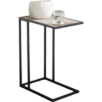 Industrial C-Shaped Sofa End Table - Brown