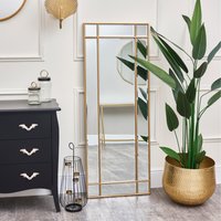 Framed Art Deco Wall - Leaner Mirror 54cm x 142cm - Gold