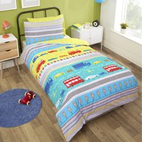 Transport Polycotton Kids Duvet With Pillowcase - Multicolor / Single