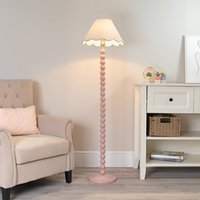 Bobbins Rose Floor Lamp with Linen Scallop Shade and LED Bulb - Green