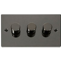 Black Nickel 3 Gang 2 Way LED 100W Trailing Edge Dimmer Light Switch - Black Nickel