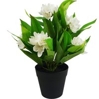 Artificial Flowering Floral Freesia House Pot Plants Ready to Display - Freesia White