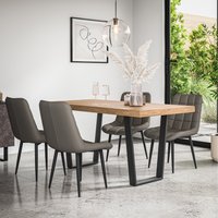 Aria Dining Table And Chairs - Oak Effect Table w 4-6 Nova Faux Leather Chair - Grey / 4