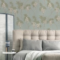 Superfresco Easy Wisteria Floral Wallpaper - Duck Egg