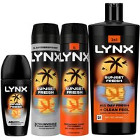 Lynx Sunset Fresh Bundle Spray, Anti-perspirant Aerosol, Body Wash Roll On - Black