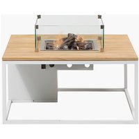 Cosiloft 100cm Garden Fire Pit Table - Natural / AluminiumGlassWood