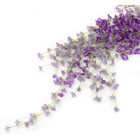 Set of 12 Hanging Artificial Wisteria Vines - Blue-Purple
