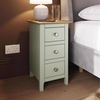 FWStyle 3 Drawer Oak Bedside Table Nightstand Bedroom Furniture Ready Assembled - Sage Green