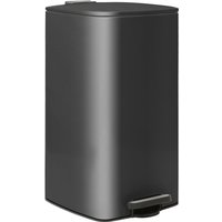 Square Stainless Steel Kitchen Pedal Bin - 30L - Black