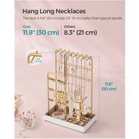 SONGMICS Jewellery Display Stand Organiser with Velvet Tray - Gold