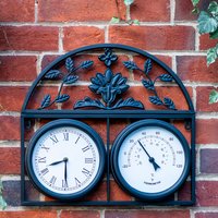 Highgrove Garden Wall Clock and Thermometer - Black