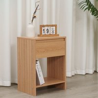 Modern Bedside Table with One Drawer and Shelve - Brown