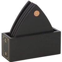 Celestial Planchette Coaster Set With Holder - Black