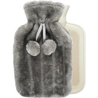 Hot Water Bottle With Fluffy Cover - Grey