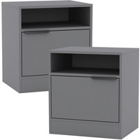 1-Door Bedside Table Cabinet Nightstand Storage Shelf Unit Bedroom Furniture - Grey / 2