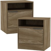 1-Door Bedside Table Cabinet Nightstand Storage Shelf Unit Bedroom Furniture - Oak / 2