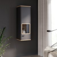 Klara Tall Narrow Display Cabinet - Grey / Without Light