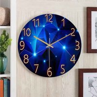 Dark Blue Wall Clock Silent Quartz - blue