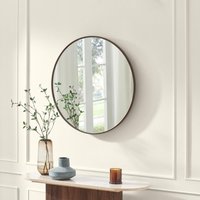 Inga Walnut Wood Medium Round 80cm Wall Mirror - Walnut