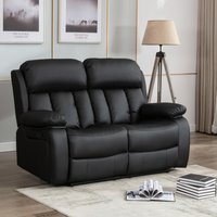 Chester Manual High Back Luxury Bond Grade Leather Recliner 2 Seater Sofa - Brown
