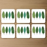 Four Leaves Designer Coaster Set - Green