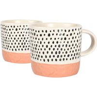 Stoneware Dipped Dots Coffee Mug - 385ml - Pink / 0.64kg