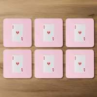 Ace Of Broken Hearts Coaster Set - Pink