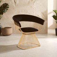 Vogue Black Velvet And Gold Finish Chair - Black
